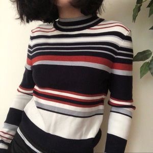Forever 21 Mock Neck Striped Sweater